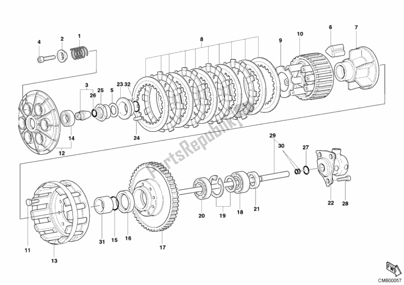 Todas as partes de Embreagem do Ducati Superbike 999 USA 2005